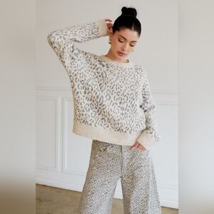 Fate Cream and Gray Leopard Sweater